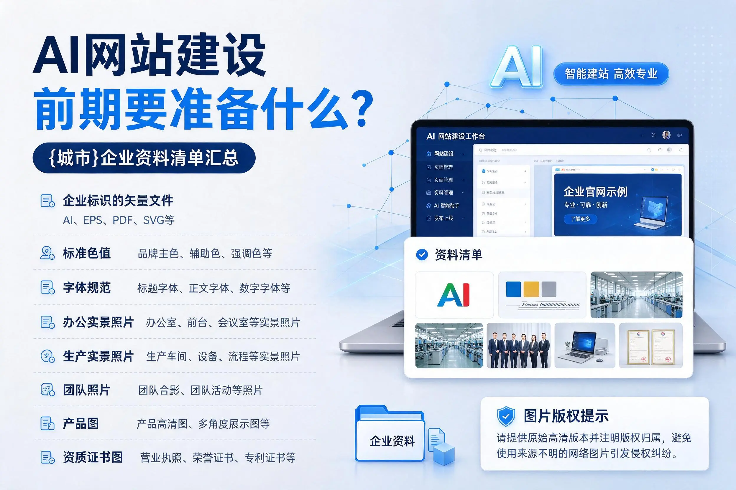 AI网站建设前期要准备什么?绍兴企业资料清单汇总